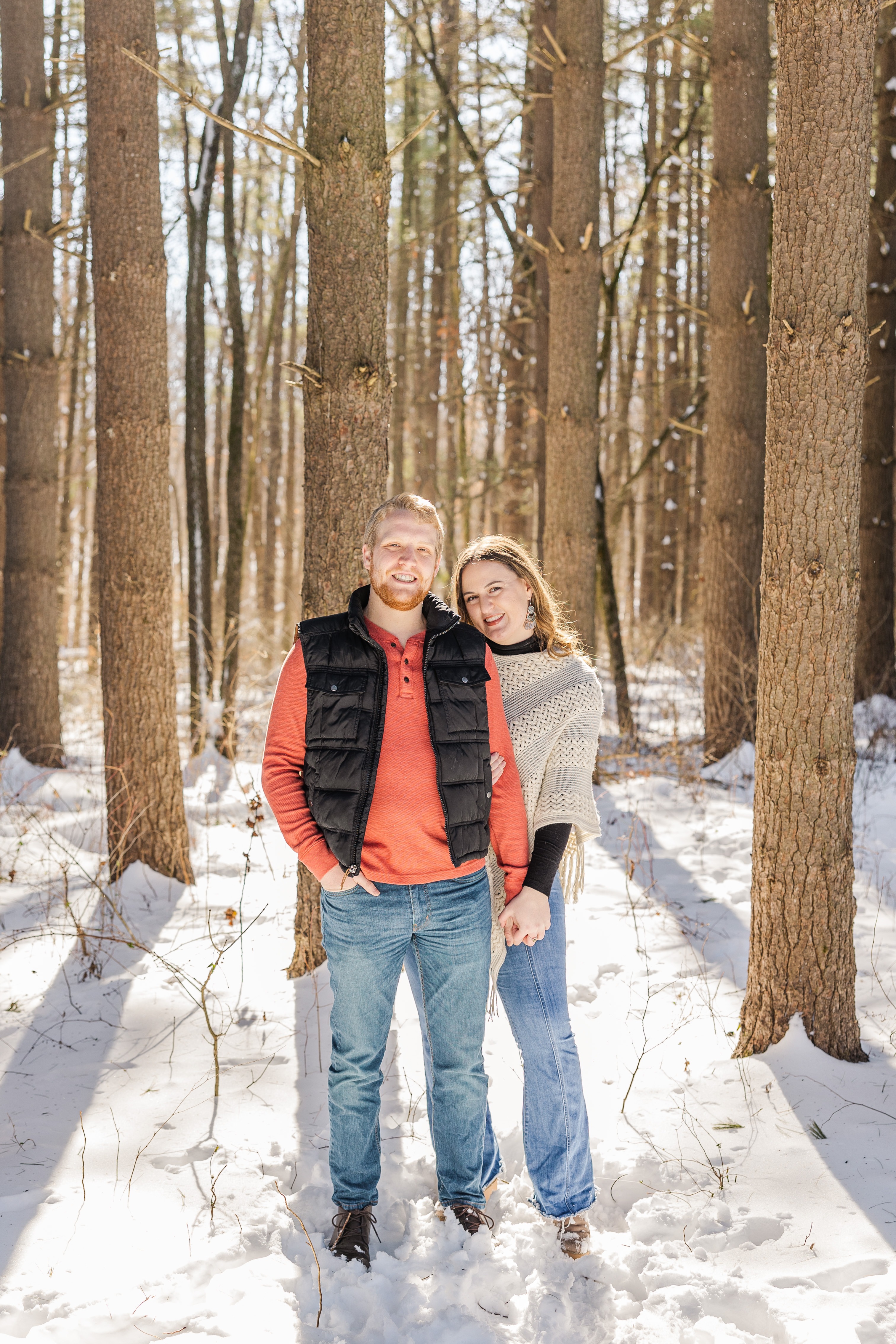 snowy engagement session