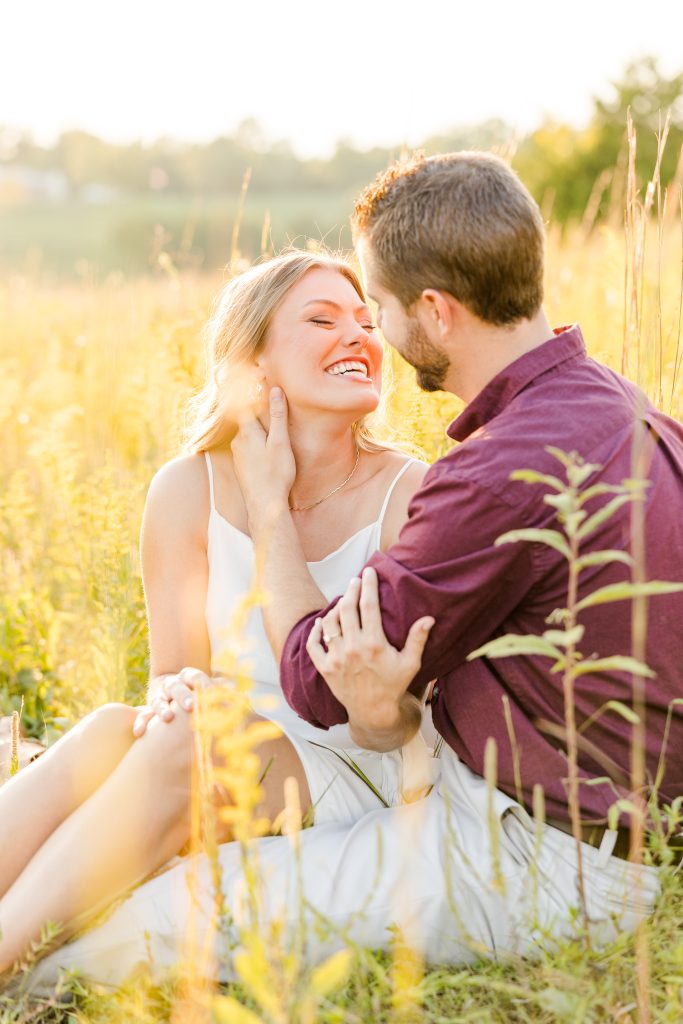 St. Charles engagement photographer; field engagement session