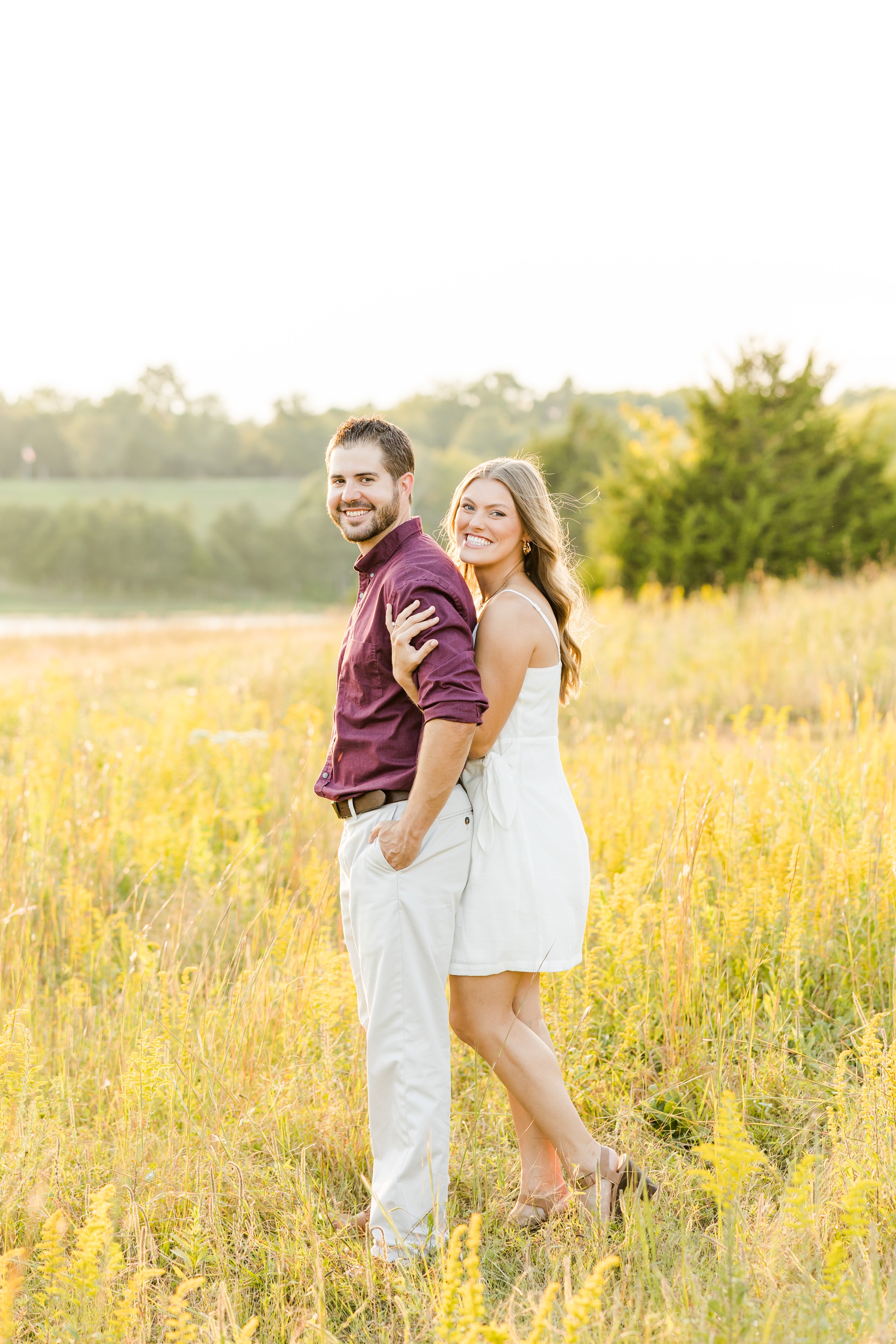 St. Charles engagement photographer; field engagement session