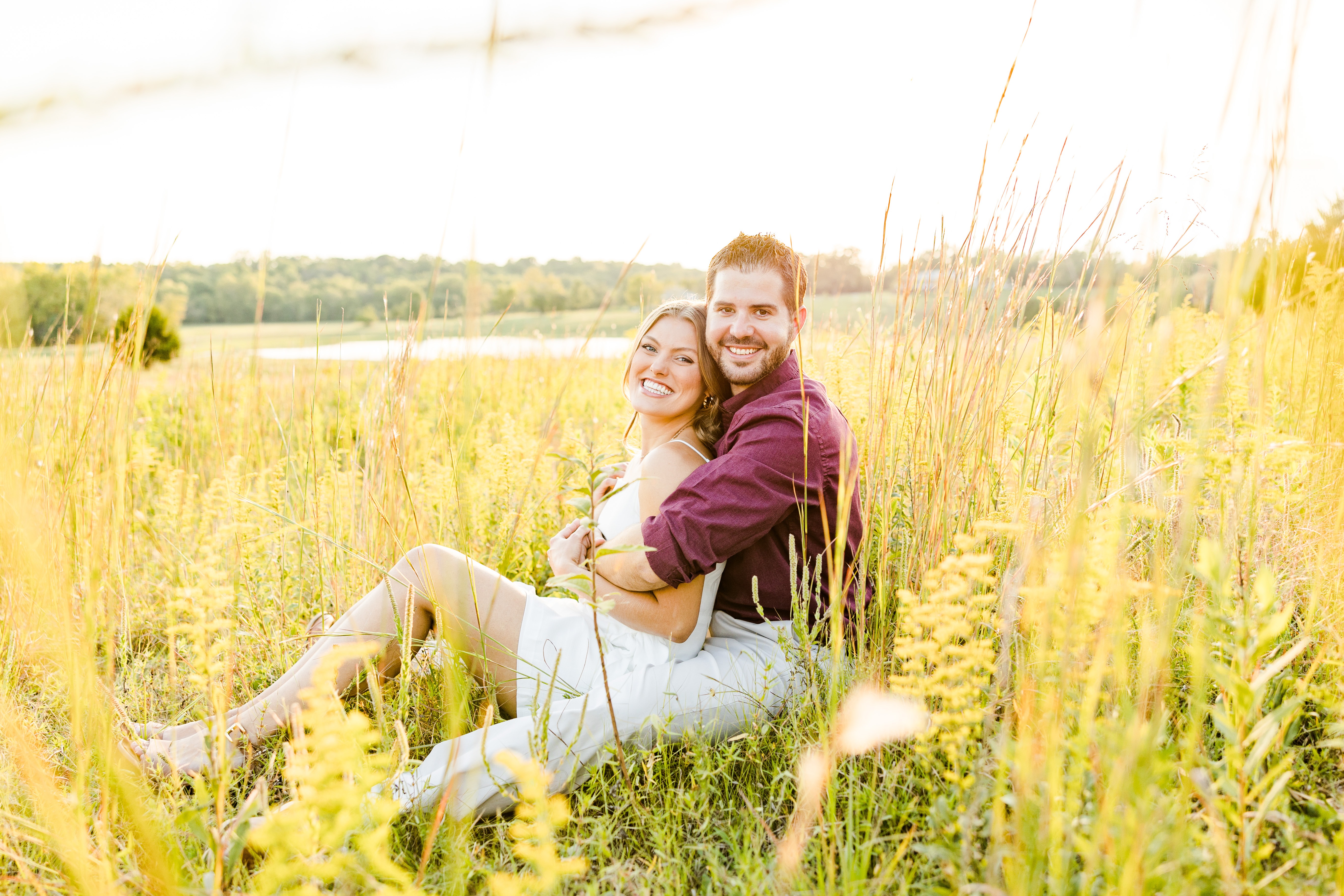 St. Charles engagement photographer; field engagement session